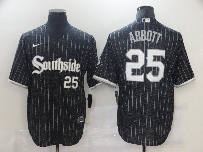 Men Chicago White Sox 25 Abbott City Edition Black Game Nike 2021 MLB Jerseys